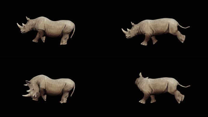 犀牛奔跑循环动画 黑幕 