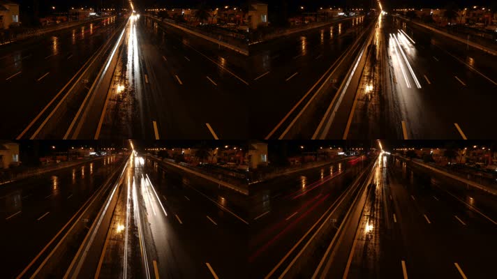 城市夜间交通 城市道路  