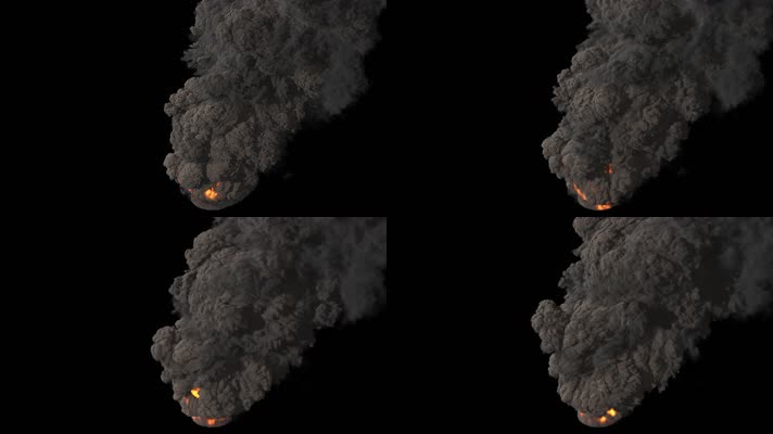 火山喷发烟雾alpha通道素材