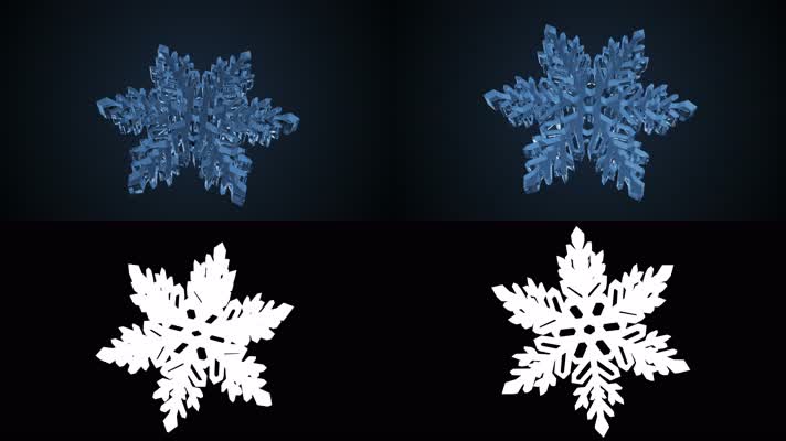 【带通道】一片雪花旋转 4K视频