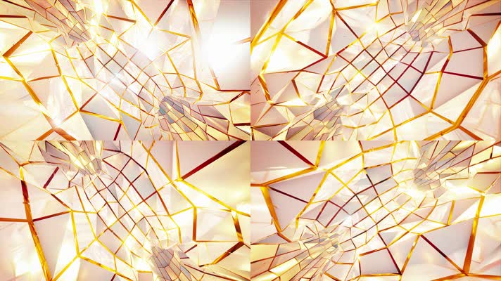 金色线框空间旋转VJ背景