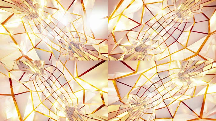 金色线框空间旋转VJ背景