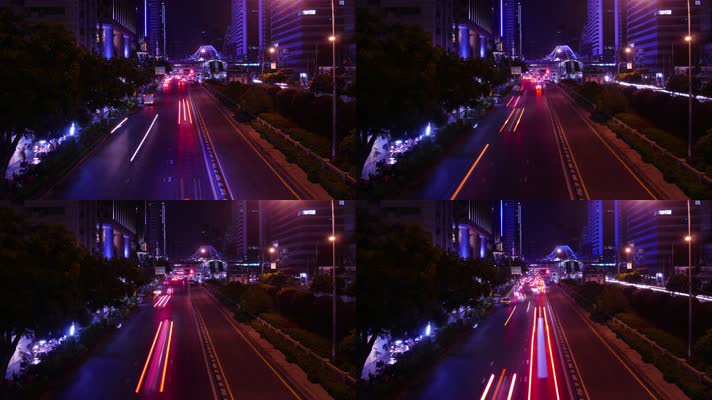 城市夜间交通 城市道路 