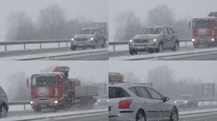 高速公路雪地行车 暴风雪 4K视频
