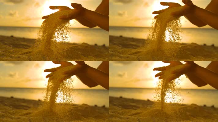 沙子从手中滑落 4K升格视频