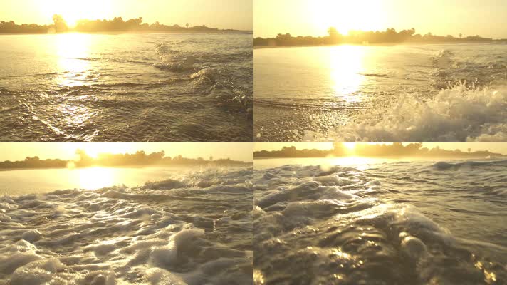 海浪涌上海滩 潮起潮落 升格视频