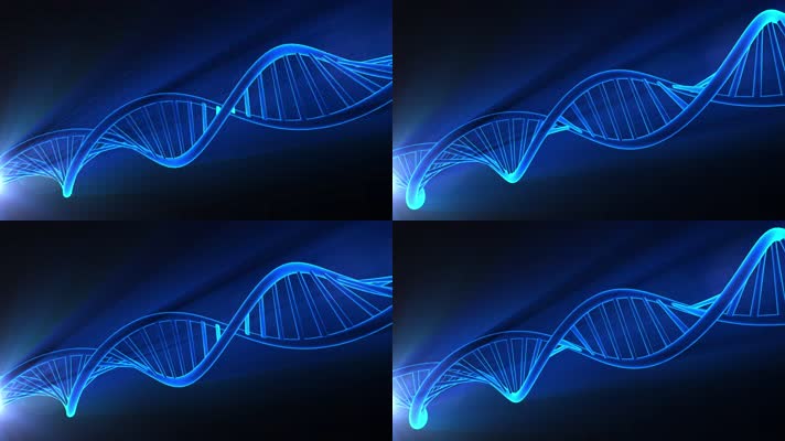  蓝色三维DNA基因序列视频 