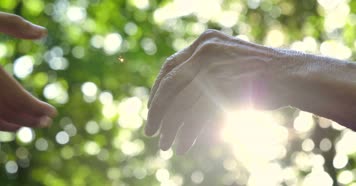 年轻人和老年人的手握在一起 4K视频 年轻人和老年人的手握在一起 4K视频