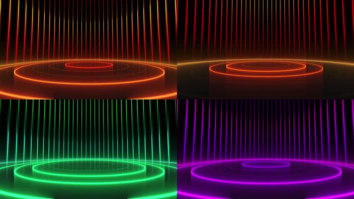 彩色霓虹灯舞台背景视频包 