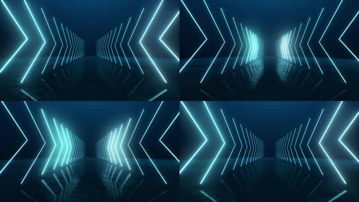 4K闪烁霓虹灯光线隧道 