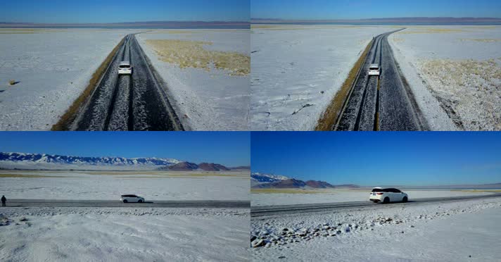 新疆巴里坤湖雪景4k