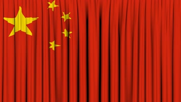 五星红旗 拉开帷幕 国旗飘扬循环 