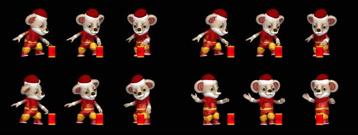 红包雨2020年鼠年吉祥物老鼠放鞭炮动画 