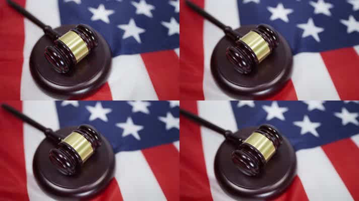 美国 国旗 法槌 法庭 司法  