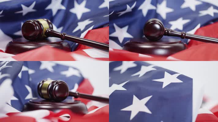 美国 国旗 法槌 法庭 司法 