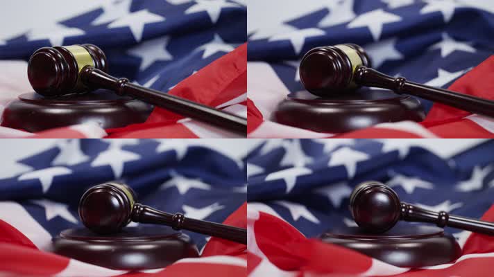 美国 国旗 法槌 法庭 司法 