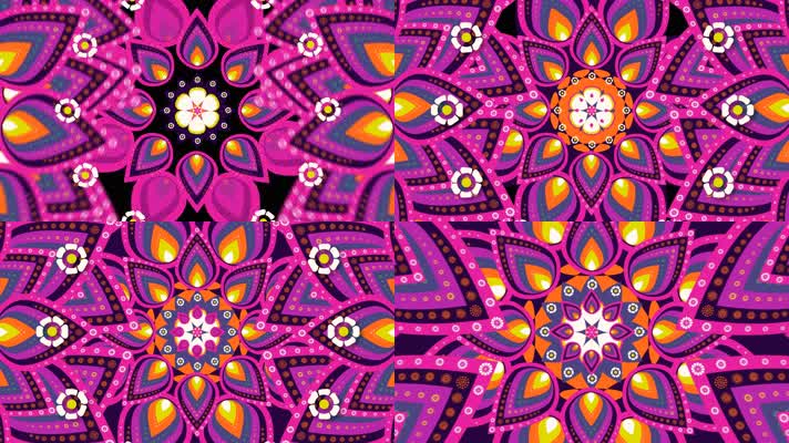 花纹 花朵 万花筒 舞台背景 4K视频