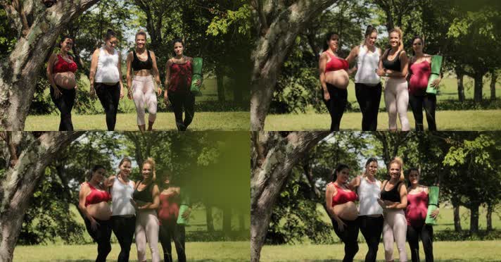 孕妇和健身教练公园锻炼身体 4K视频
