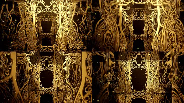 4K金色花纹相框背景视频