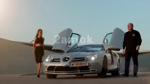 香车美女，奔驰汽车，敞篷车开篷车