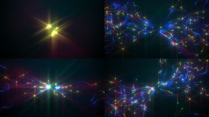 4K闪烁多彩粒子光线视频背景