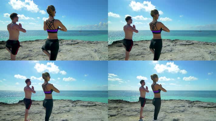 海边练瑜伽 yoga 健身养生 