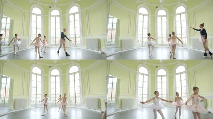 芭蕾舞 跳舞 舞蹈房镜子 