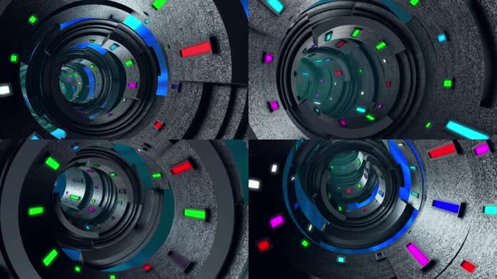 彩色科幻隧道穿梭动画视频素材