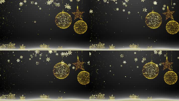 4k圣诞新年背景片头雪花坠落节日庆典