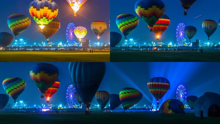 夜晚的热气球 4K升格视频