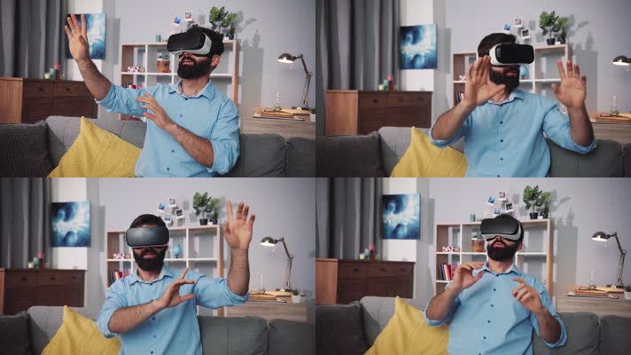 帅哥体验VR眼镜 虚拟现实