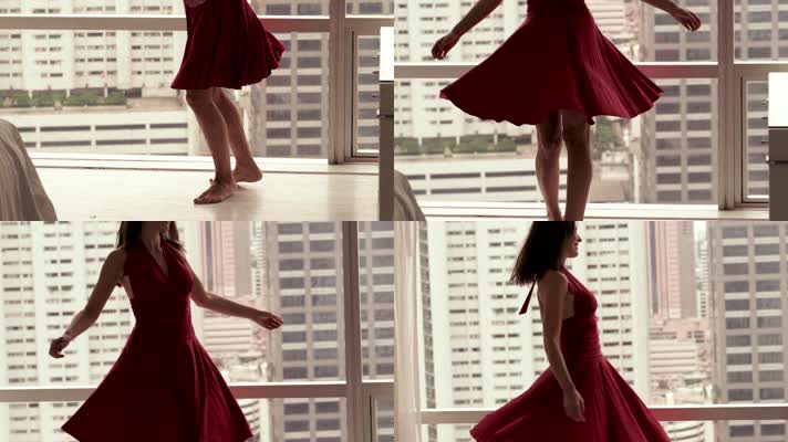红色裙子 红裙子 跳舞  