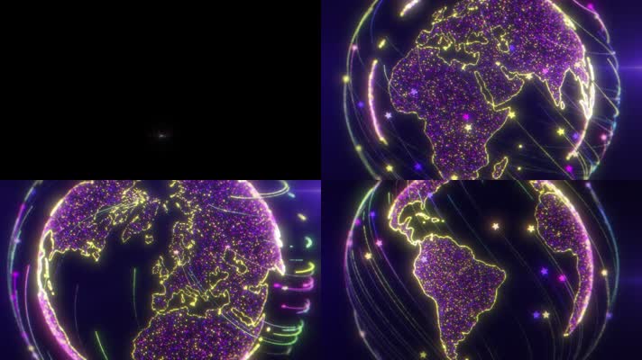 科技地球全息光线粒子 4K视频