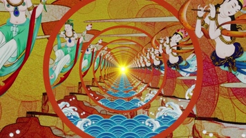 4k国潮中国风敦煌飞天舞通道穿梭大屏2