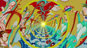 4k国风国潮手绘敦煌飞天动感儿童舞蹈背景