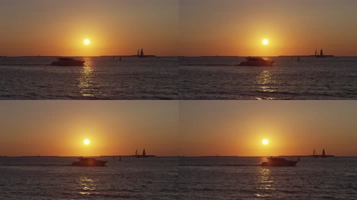 海面行驶的游艇 绝美夕阳 4K视频