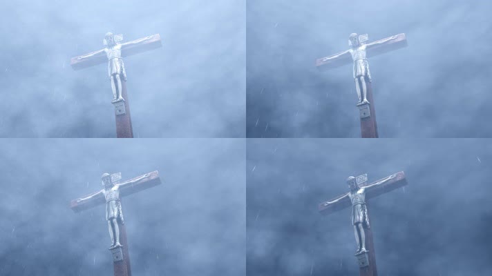 狂风暴雨中的耶稣十字架 