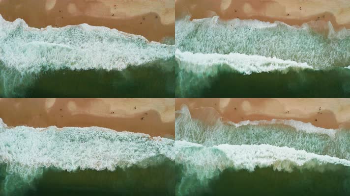 实拍海浪冲刷沙滩 上帝视角 4K视频