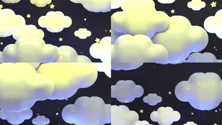 卡通夜空星形白云动画视频背景
