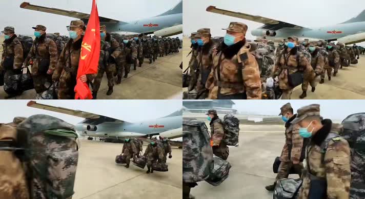 人民解放军到达武汉机场支援