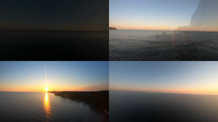 高清航拍大海清晨阳光风景