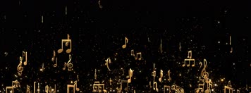 三维黄金音符粒子上升-透明通道