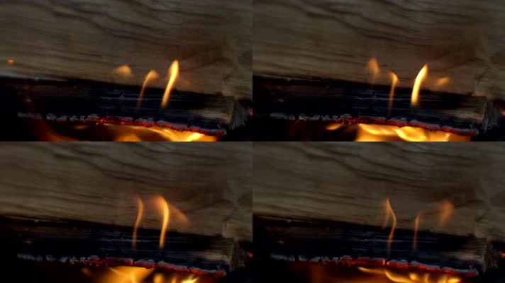 大火燃烧木头镜头