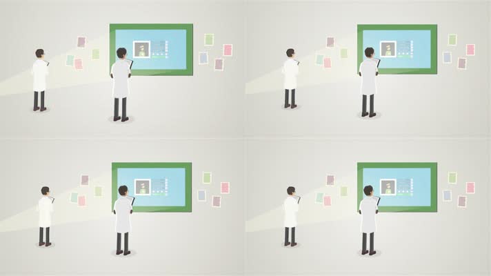 医务人员记录大屏幕数据MG小动画