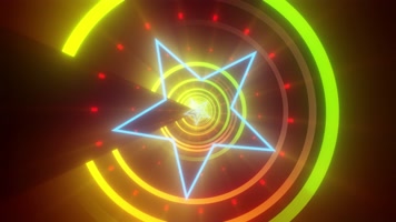 【4K】旋转五角星霓虹灯隧道穿梭