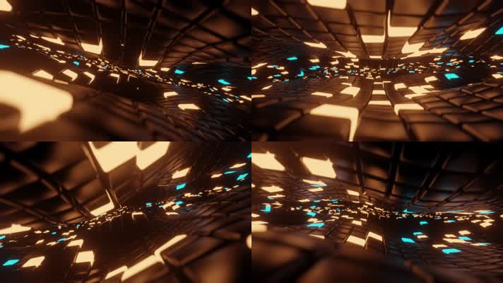 无限金色立方空间穿梭