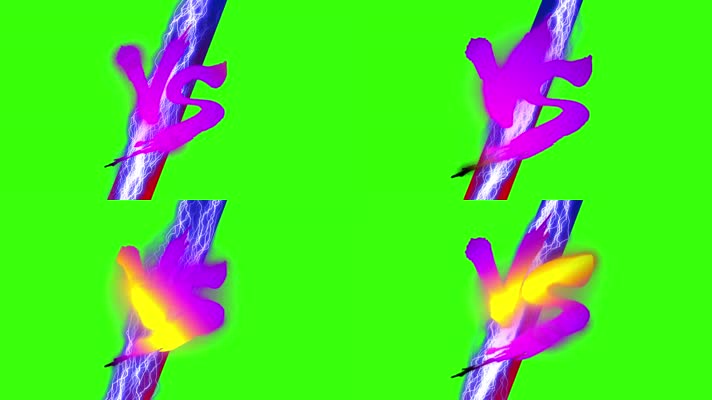 4K擂台比武比赛VS标志闪电绿屏抠像