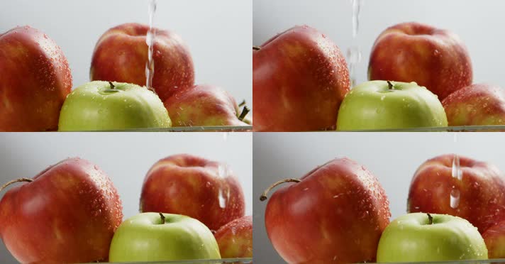 新鲜苹果 清洗苹果 苹果特写视频