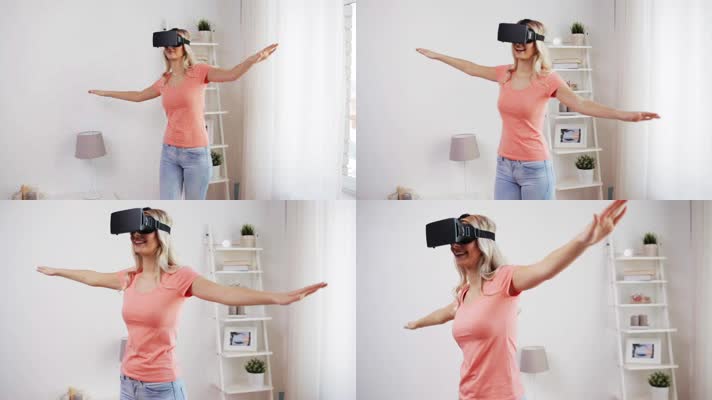 美女体验VR眼镜 虚拟现实 