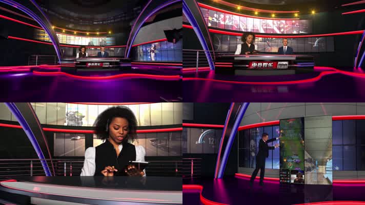 3D震撼娱乐电竞游戏虚拟直播间新闻演播室